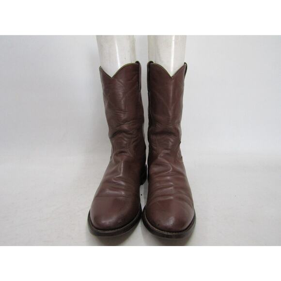 Justin Mens Size 7.5 D Brown Leather Roper Cowboy Western Boots